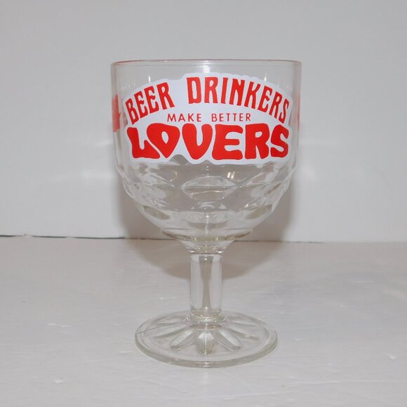 Vintage Beer Drinkers Make Better Lovers Glass Goblet Lips Kisses - Picture 8 of 8